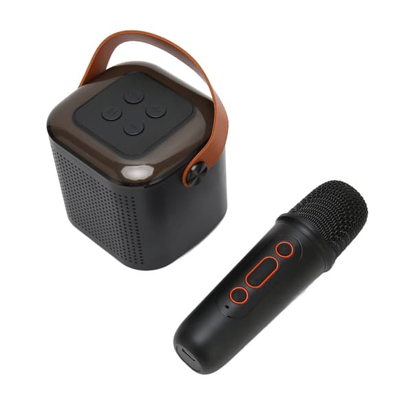 (SC)Karaoke Machine Stereo RGB Light Portable Bluetooth Speaker with 1 Microphone for Home Use Black