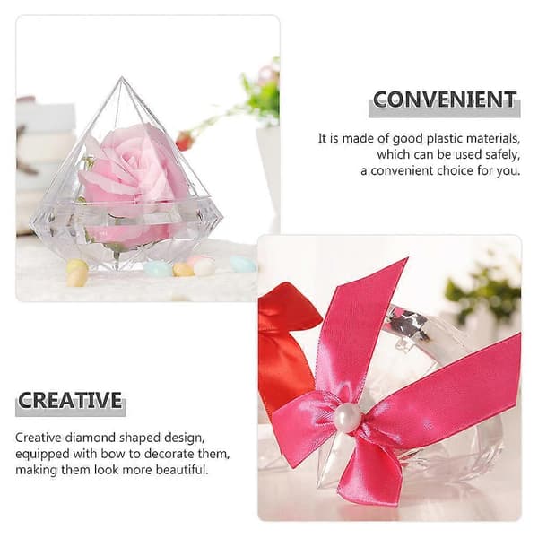 (SC) Diamond Shaped Wedding Candy Box for Storage 12 Pcs Pink Boxes