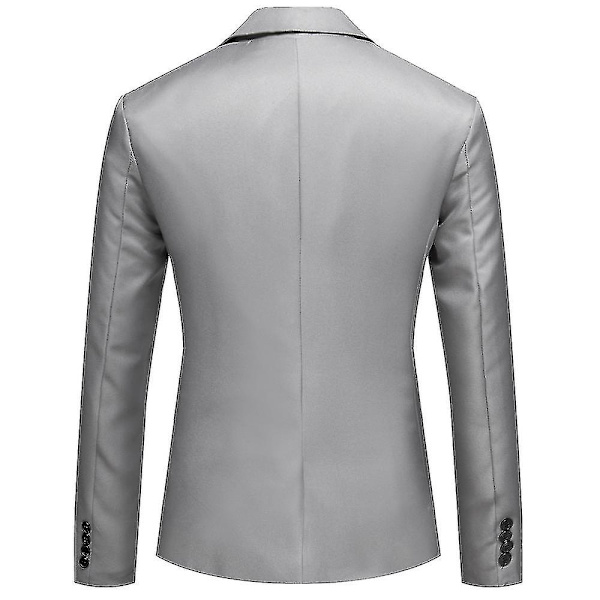 Herr enfärgad kavaj med slag, en knapp, formell, affärsmässig, långärmad kostymjacka Grey XL