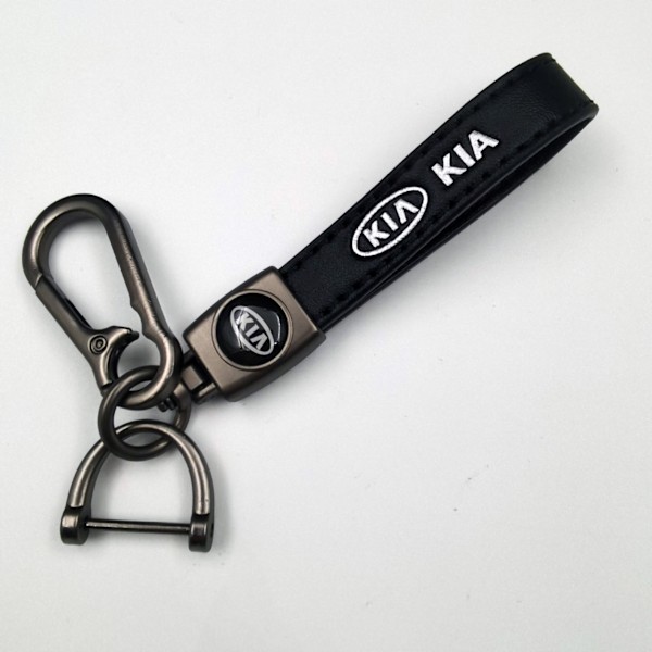 Personalisert Logo Metall Nøkkelring til Bil - Ny K Nøkkelring i Lær for Menn New Kia Silver Hardware