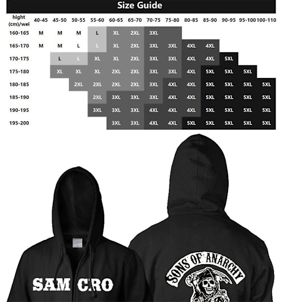 Sons Of Anarchy Hoodie TV SOA Cosplay Kostym Herrar Zipjacka Läder Väst Rock Punk Keps ayans c Halloween Kostym För Män Hoodie Grå L Väst Vest M