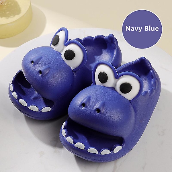 Söta Dinosaurie Halkfria Tjocksulade Barntofflor för Huset Sommar Pojkar och Flickor Eva Baotou Baby Externa Coola Tofflor Marinblå 170 Navy Blue