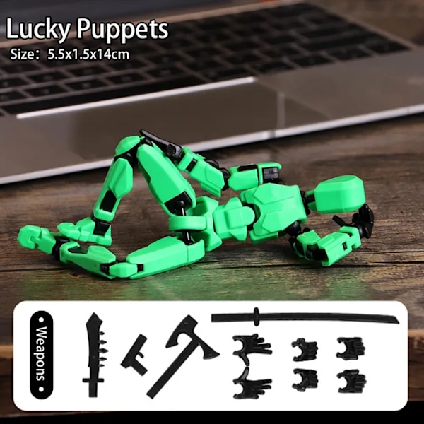 Titan 13 Actionfigur T13 Modellfigurer 3D-tryckt Multi-ledad Rörlig Lucky 13 Actionfigur Nova 13 Actionfigur Dummy Grön green 14cm