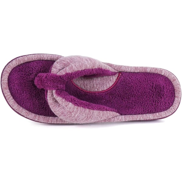 Dames Memory Foam Spa Thong Flip Flops Behagelige Indendørs Tøfler, Damers Sommer Letvægts Åbne Tå Hjemmesandaler Wine 40-41