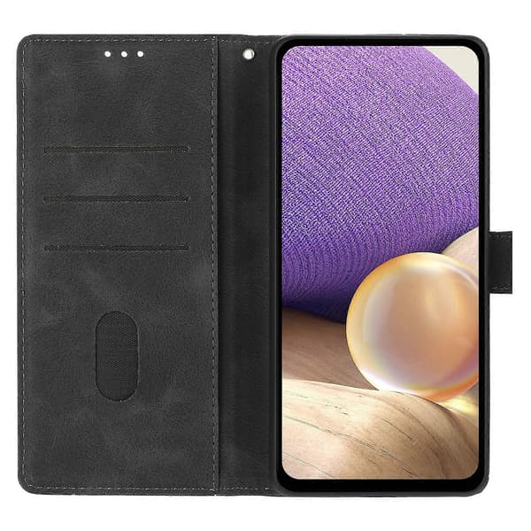 [SC] Wallet Case for Samsung Galaxy A56 5G with Printed Triangle Pattern, Leather, Flip Case Black