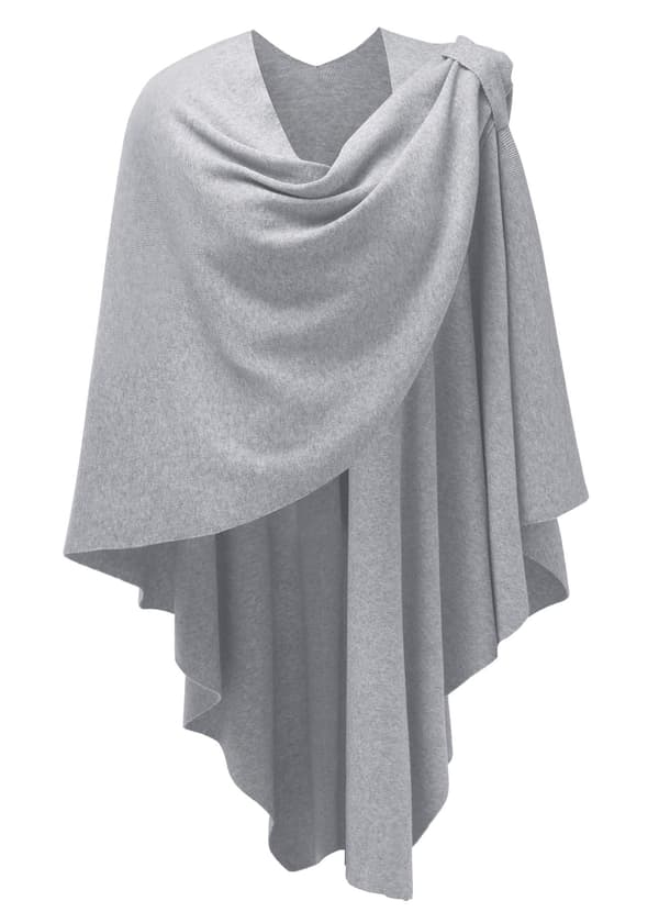 (SC) Damponcho, kashmirliknande stickad cape-kofta, present