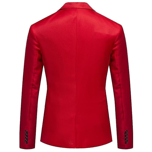Mænds Enkelt Bryst Blazer med Lapel - Formel Forretningsjakke med Lange Ærmer Red 3XL