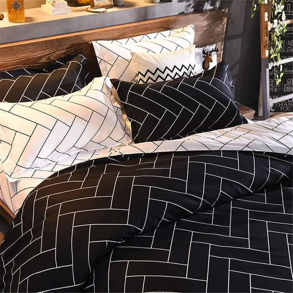 (SC) Quilted Bedspread Double Bed Set, 4 Pieces Microfiber Solid Patterned Plaid Bedding Set with 2 Pillowcases and 1 Flat Sheet, 220x240cm