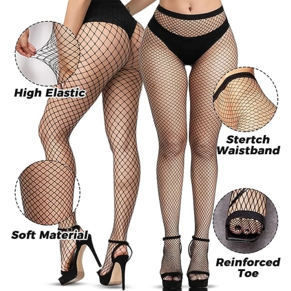 Galaxy 2 kpl Fishnet-sukkahousut Mustat Fishnet-sukkahousut Sukkahousut Fishnet-sukkahousut Korkeavyötäröiset Fishnet-sukkahousut Naisille