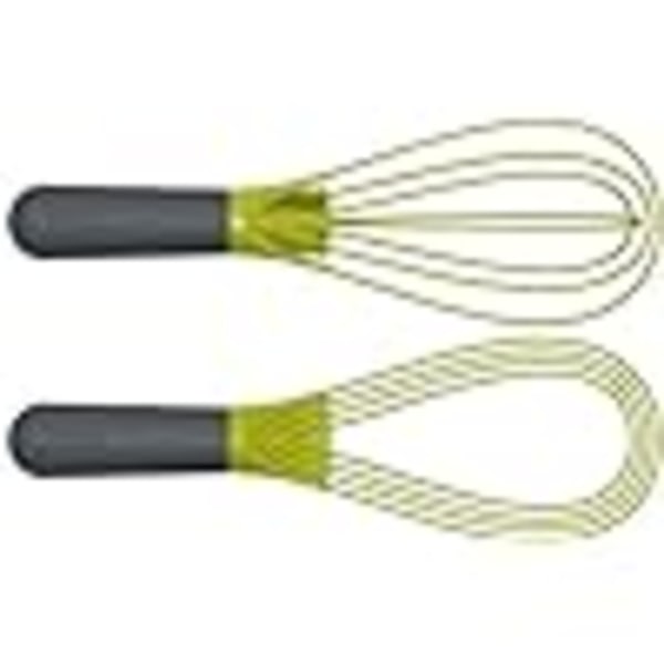Joseph Joseph Twist Visp - 2 i 1 - platt och ballongvisp - Lämplig för non-stick köksredskap, Silikon, Grå / Grön Grey/Green
