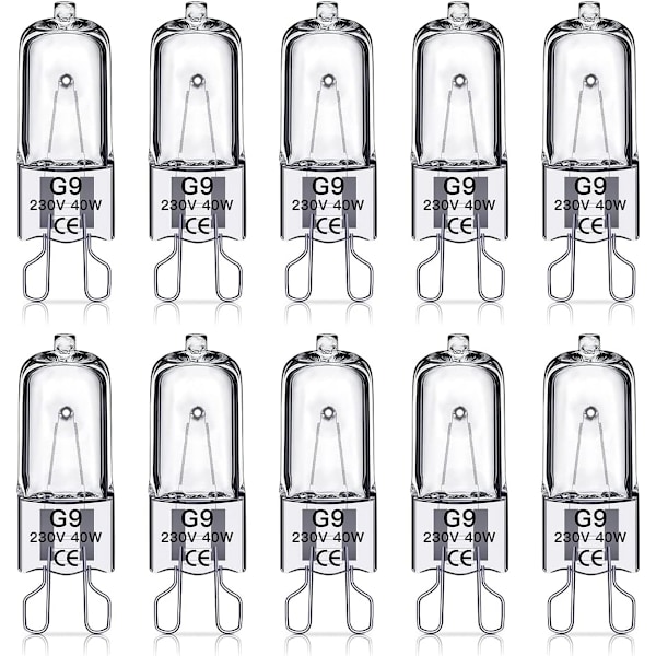 G9 halogen lamps 40W, 230V, 10-pack