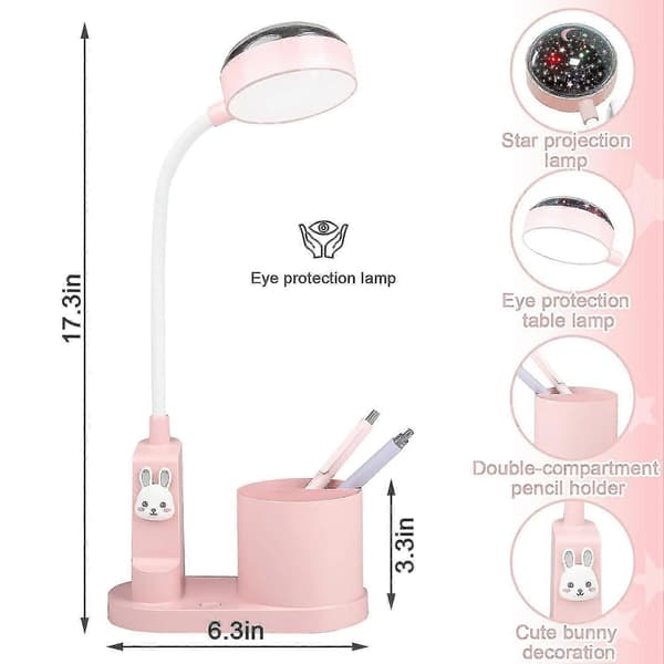 [SC]Children's Desk Lamp Bedside Lamp With Pen Holder Dimmable Rechargeable LED Reading Lamp[PB]