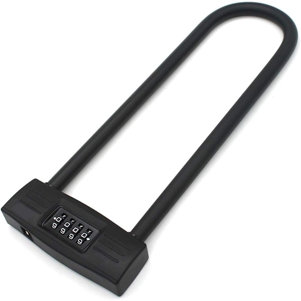 4 Digit U Lock Motorcycle Lock / Bicycle Lock - Lockable Combination Lock / Resettable D for Bicycles / Lockable Door . (Black)