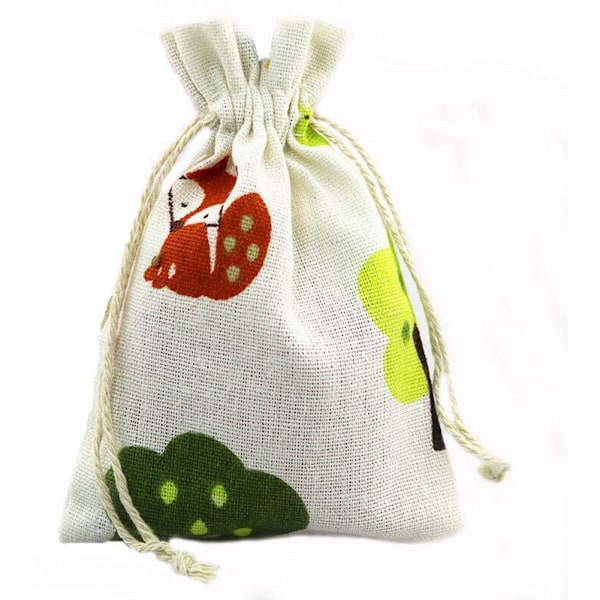10×14cm Trykt Bomullspose Oppbevaringspose for Dagligvarer Ju Random ColorA 10×14cm 20pcs
