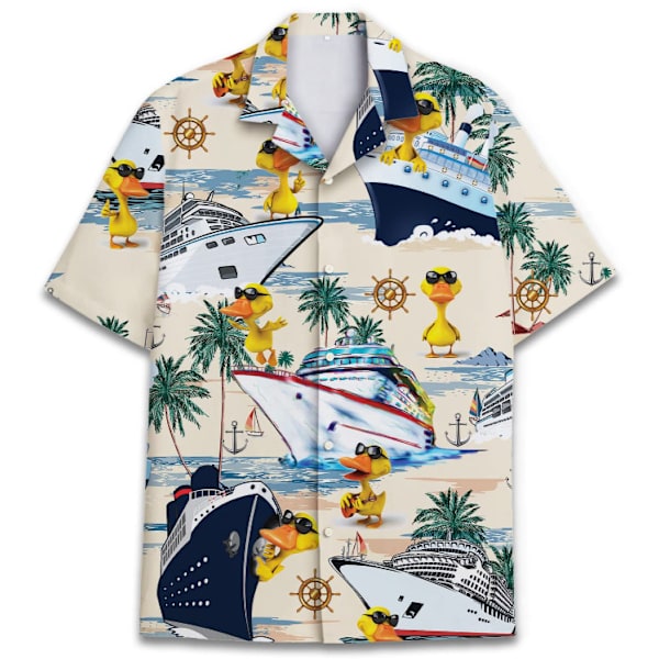 Herr Hawaiian Button Up Casual Skjorta Rolig Nyhet Korta Ärmar Semester Strand Toppar F F XL