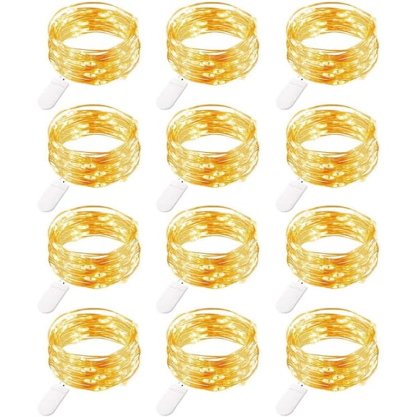 12 kpl naruvalot, 20 LED-valoa kuparilanka valot paristokäyttöiset, 2 m mikrovalot DIY-juhlakoristeluun retkeilyyn, lämmin valkoinen
