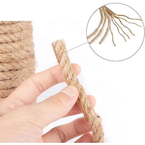 Hamparep, 1 cm tjock starkt naturrep, jutterep för hantverksrep
