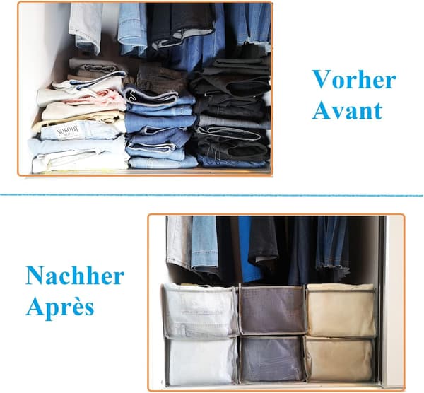 {SC}Storage Boxes for Trousers, Jeans, Sweaters, Stackable Visible Organizer to Keep Clothes Tidy, Space-Saving