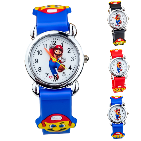 Super Mario handledsklocka för barn, pojkar och flickor, analog kvartsklocka, födelsedagspresent Red
