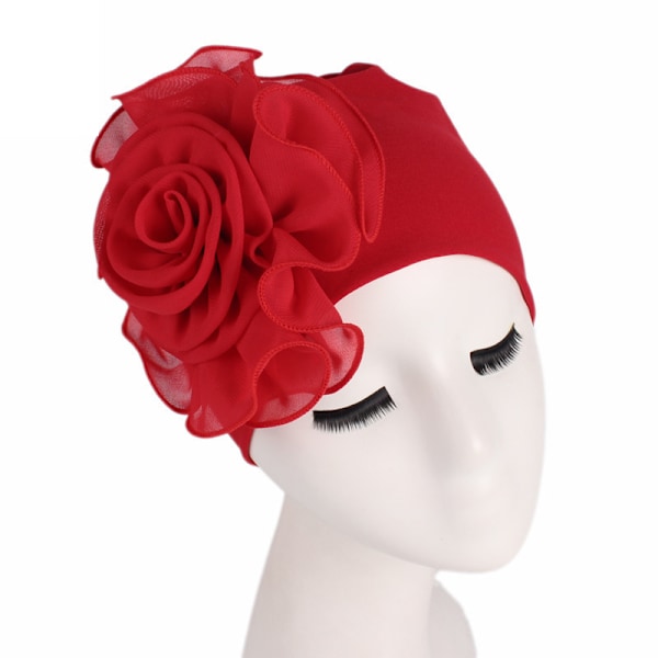 Hatt for kvinner med stort blomstermønster, bandana-hatt, beanie Scarlet