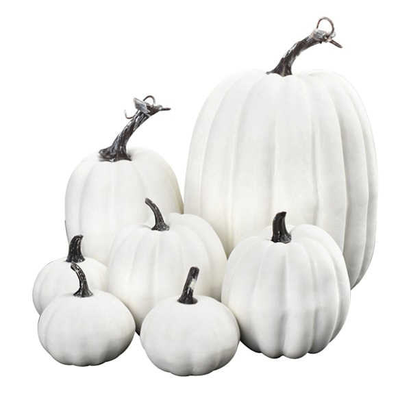 Halloween Pumpa Dekorationssats 7 st Simulerings Pumpa Modell Konstgjord Pumpa Dekoration Falsk Pumpa Spricka White