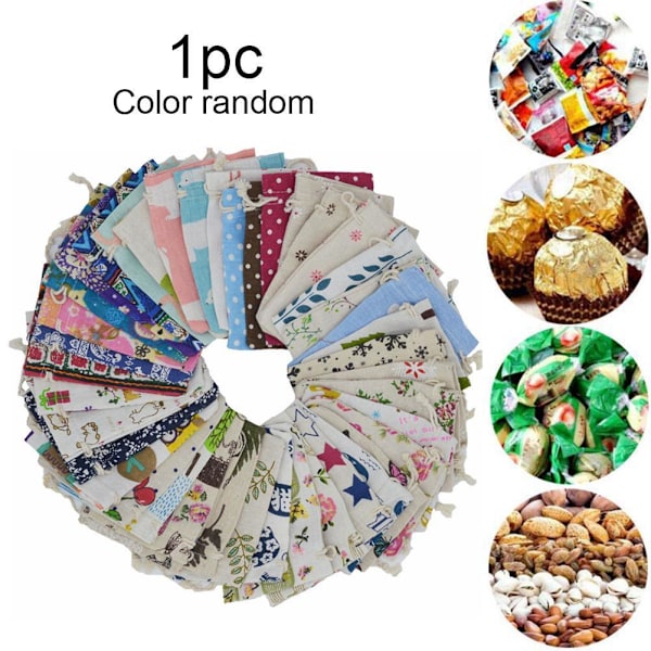 10×14cm Trykt Bomullspose Oppbevaringspose for Dagligvarer Ju Random ColorA 10×14cm 20pcs