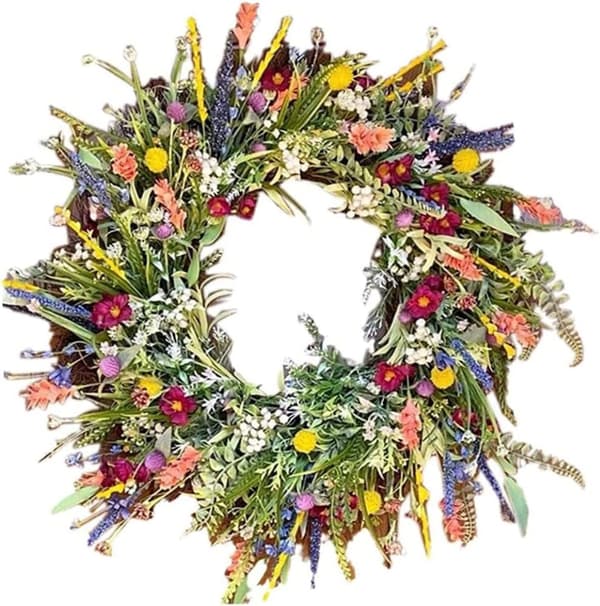 (SC)Blomsterkrans til hoveddøren Forår Sommer Krans med Små Vilde