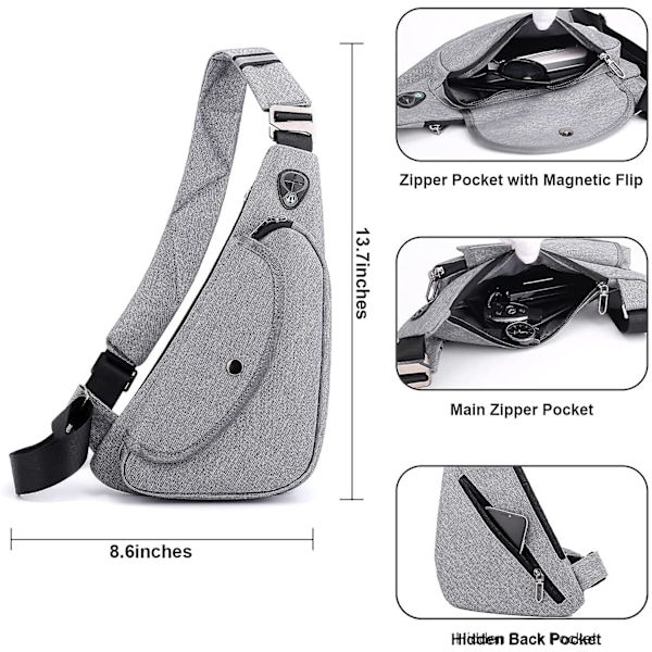 Herrar Axelväska Casual Sling Bag Dam Mini Crossbody Bröstväskor Herrar Flip Liten Ryggsäck Lätt Hållbar gray