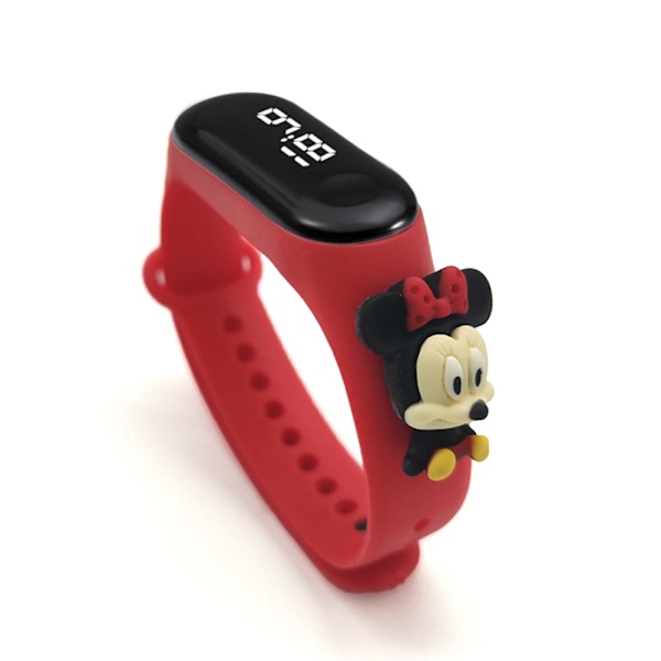 LED-skärm Display Barn Cartoon Klocka Silikon Armband Klocka Red Minnie