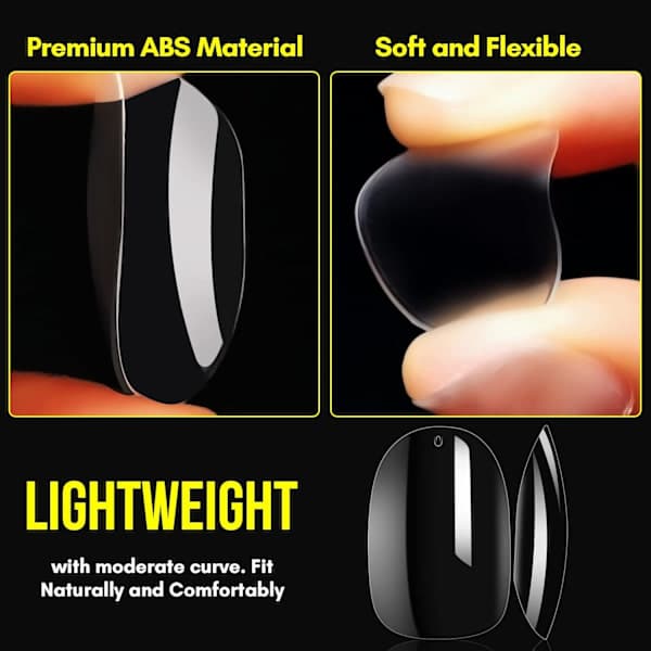500 pcs Short Oval Nail Tips, Press on Nails (Transparent)