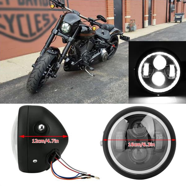 (SC)Retro Style Universal Motorcycle Bright LED Headlight Motorcycle Round Front Lamp