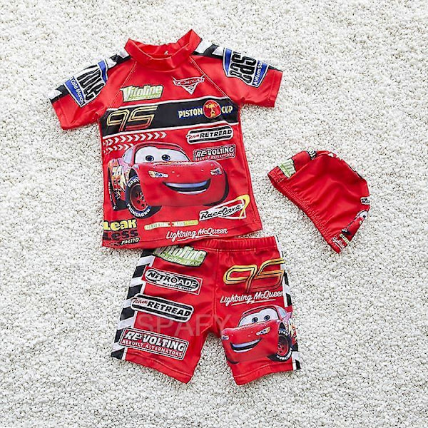 \"Bilar McQueen Pojkar Baddräkter 3-delars Set Barn Badtröja Barn Badkläder Pojkar Delad Blå Baby Baddräkt\" (FMY) 1 M(5T) 1