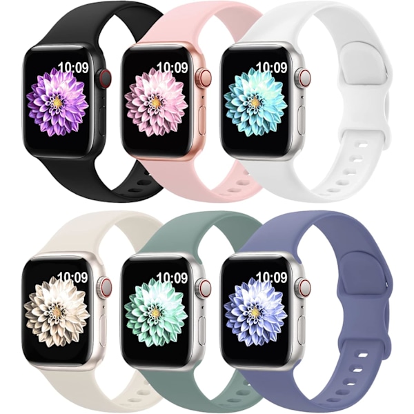 6-pak sportsbånd kompatibel med Apple Watch-bånd 38 mm 6 stk 6 6pcs 6 42/44/45/49mm