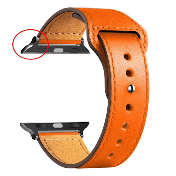 Læderrem til Apple Watch Ultra 2 49mm 44mm 40mm 38mm/42mm Sport Loop Armbånd iWatch Serie 9 8 7 3 4 5 6 SE 41mm/45mm B Orange 9 38mm or 40mm 41mm B Orange 9