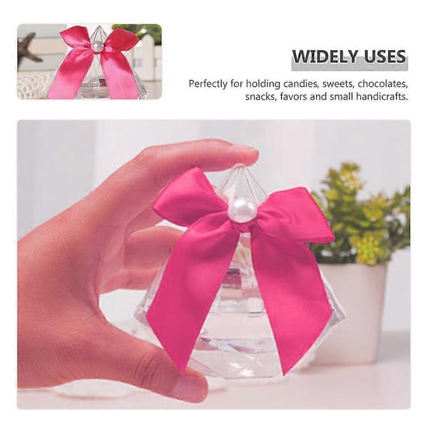 (SC) Diamond Shaped Wedding Candy Box for Storage 12 Pcs Pink Boxes