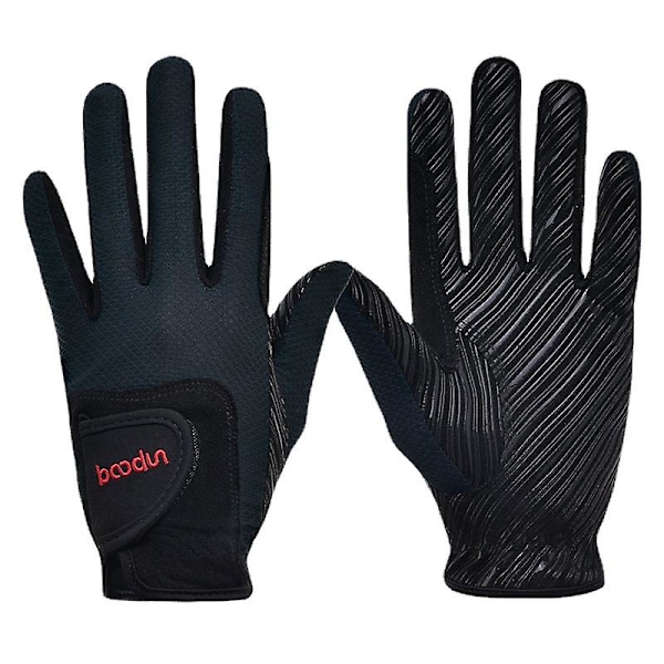 Udendørs ridehandsker holdbare anti-slip fuldfingrede ridehandsker polo hestevæddeløbshandsker Sort og grå Black and gray S/m