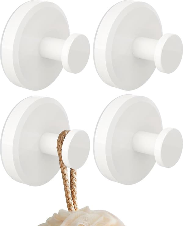 (SC) 4-pack, Vacuum Suction Cup Hooks, Powerful Vacuum Hooks, Towel Hanger, Reusable, Suction Cup Hanging Hook, Light Silver