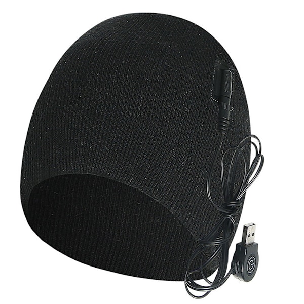 Men Women Rechargeable Electric Heated Beanie Knitted Warm Cap for Outdoor Autumn Winter