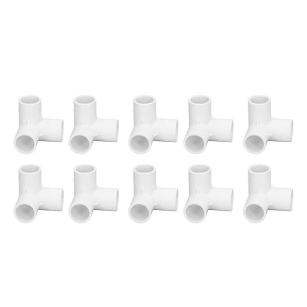 (SC)10 Pcs 3-Way Pipe Fittings PVC Plastic Right Angle T-Corner Connector 20mm Inner Diameter White