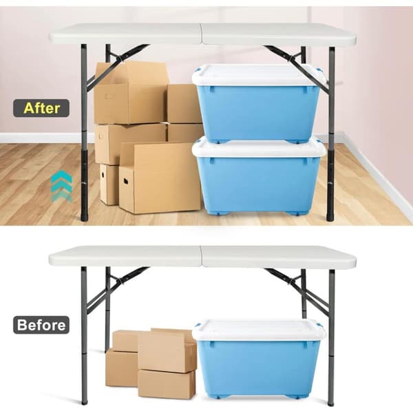 (SC) 4-pack Table Leg Extenders for Folding Tables, Table Leg Extenders for Curved and Straight Legs, Adjustable Table Risers for Folding Tables, Table Height for