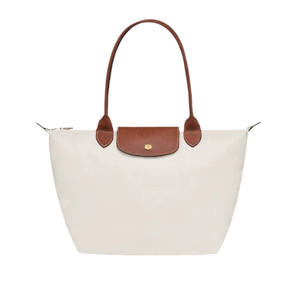 Kvinders Casual Tote Rejsetaske Skuldertaske Håndtaske Casual Lynlås Taske Stor & Mellem Hvid White L