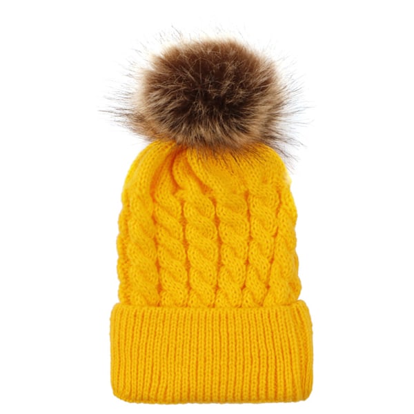 Trendy hodeplagg Damehatt Vinterhatt - Strikket lue Kyllinggul barn Chick yellow children 24*14cm