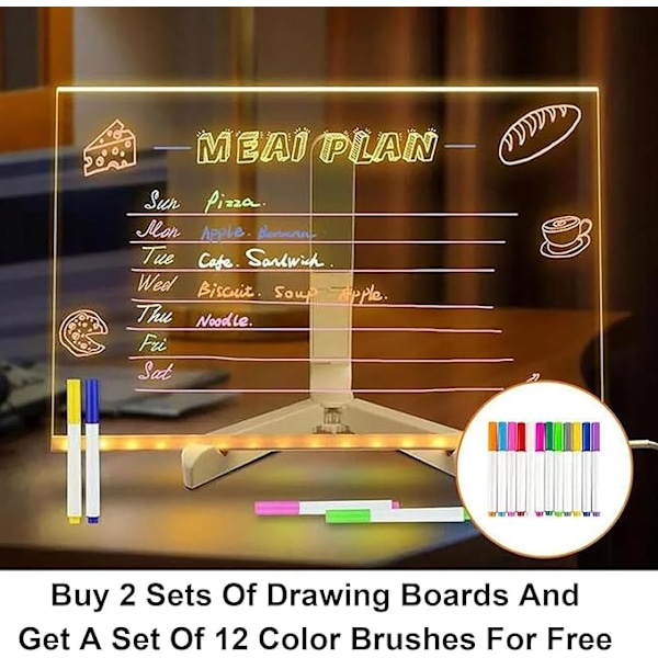 Julegave kreativ sletbar akryl LED opslagstavle 7 farve pen opslagstavle akryl whiteboard lysende opslagstavle notetavle (15*15cm) 15*15cm