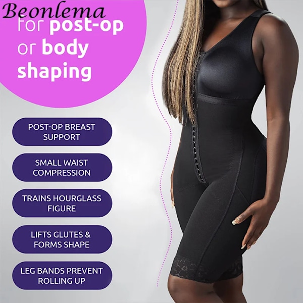 Colombiansk Shapewear Girdle för Kvinnor för Viktminskning Mage Reducerar och Formar Stuss Lyft Fajas Bodysuit med Hög Kompression Beige L Beige