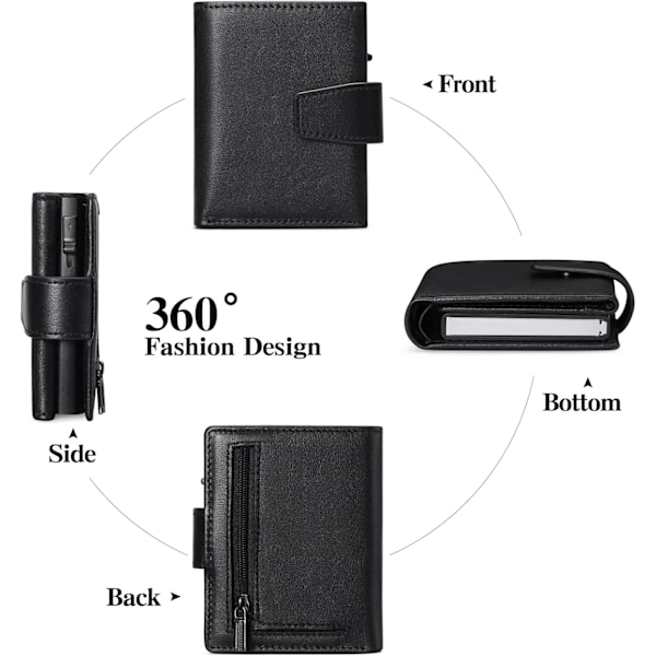 RFID-skyddad minimalistisk tri-fold kreditkortshållare för män med automatisk pop-up metallfodral