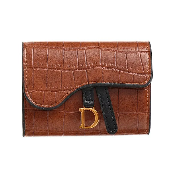 Dame luksus kortpung Kort tegnebog Mini PU Bogstav tegnebog Multi Lille multi clutch taske Brown