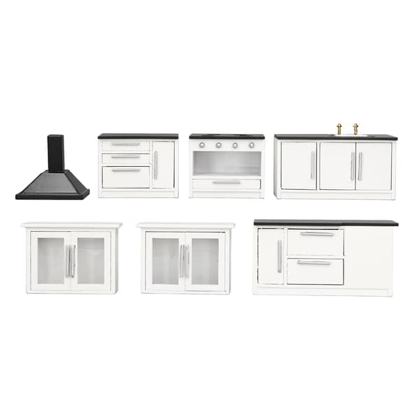 (SC)Modern Miniature Dollhouse Kitchen Cabinet Set 1:12 Scale Life Simulation