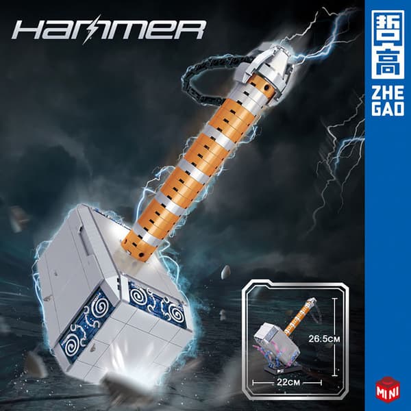 (SC) Marvel Thor Hammer Model Building Blocks - Fun to build and play - 975 pieces