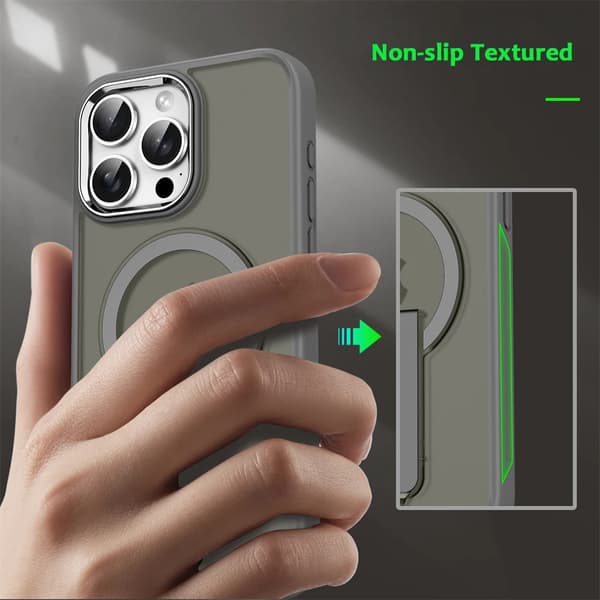 [SC]Magsafe Foldable Stand Magnetic Phone Case for iPhone 17 16 15 14 Plus 13 12 11 Pro Max Matte Translucent Back [DEY] Translucent Black Translucent Black For iPhone 11 Pro