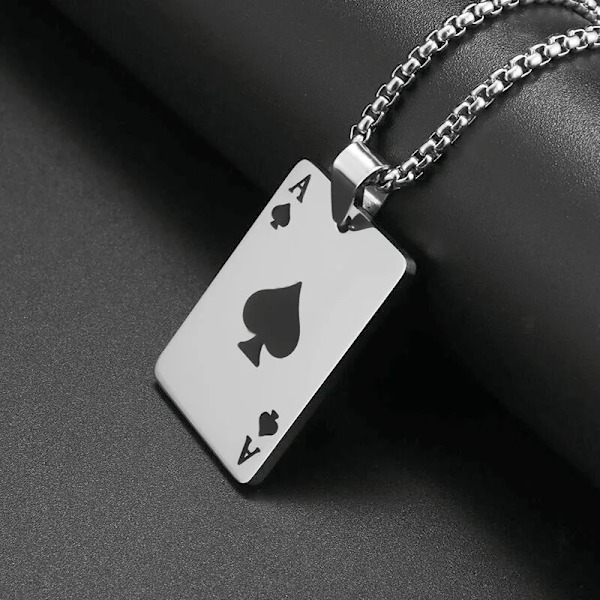 Muodin Pokeri Onnen Ässäristikko Parin Kaulakorut Pareille Miesten Yksinkertainen Ruostumattomasta Teräksestä Valmistettu Suorakulmainen Ripus Casual Party Korut AL18812-Silver-King